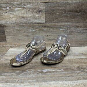 Bandolino Gold Thong Sandal Women's Size 8